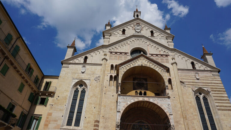 Verona, Italy - May 12, 2025: Cattedrale di Santa Maria Matricolare church in Verona, Italy.