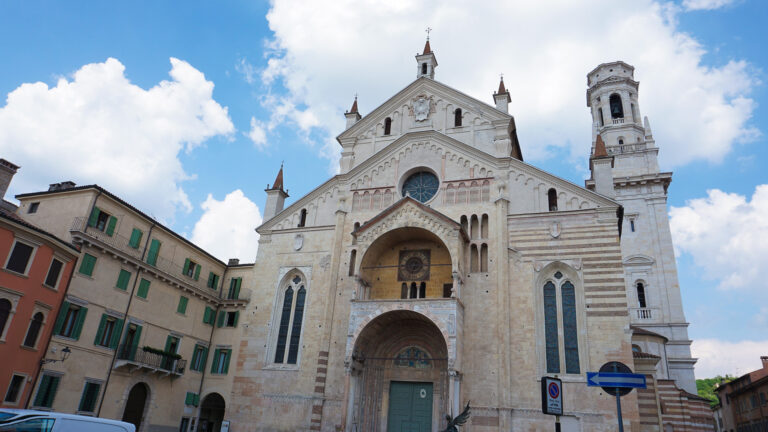 Verona, Italy - May 12, 2025: Cattedrale di Santa Maria Matricolare church in Verona, Italy.