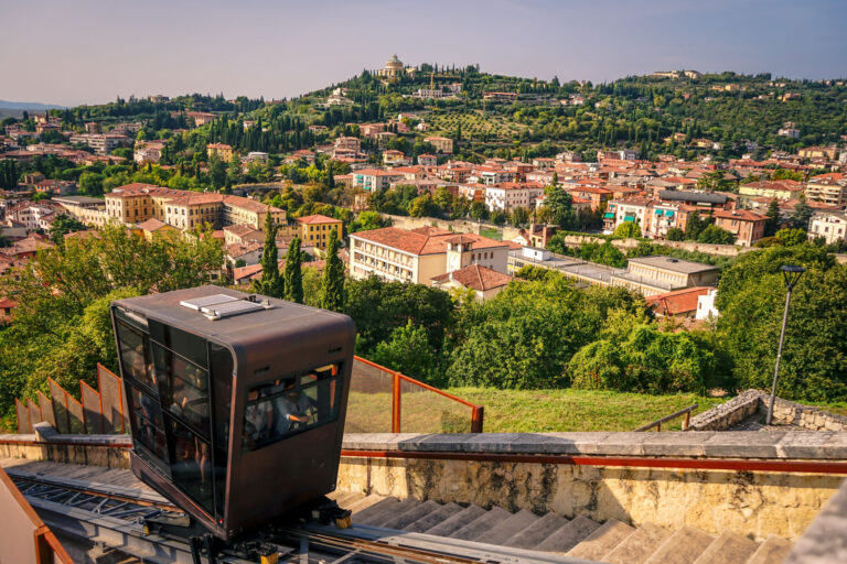 Verona, Italy. Funicolar to castel San Pietro in Verona
