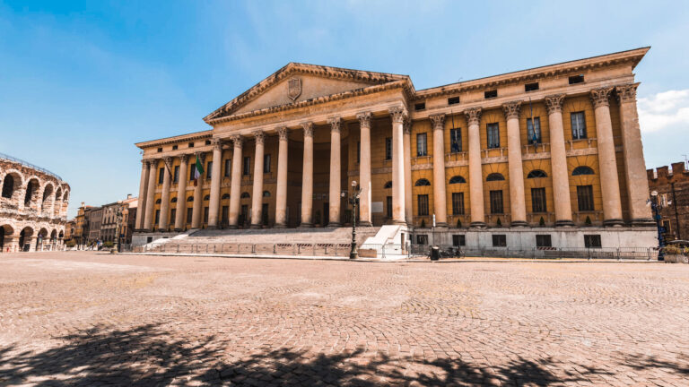 Palazzo Barbieri serves as the town hall. Piazza Bra, Verona, Italy